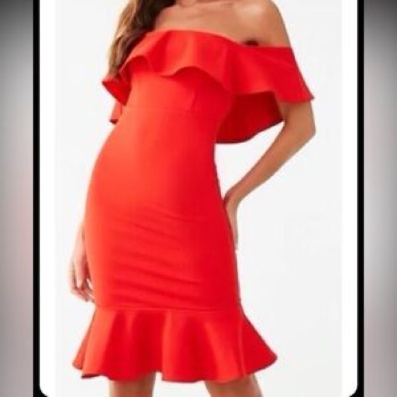 Red Ruffle Dress - Picture 2 of 6